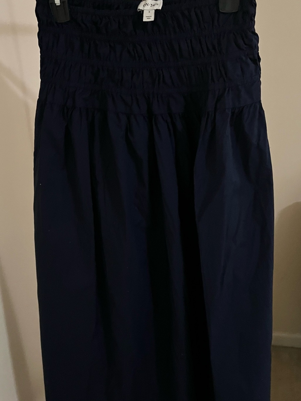 Smocked Waist Navy Maxi Skirt